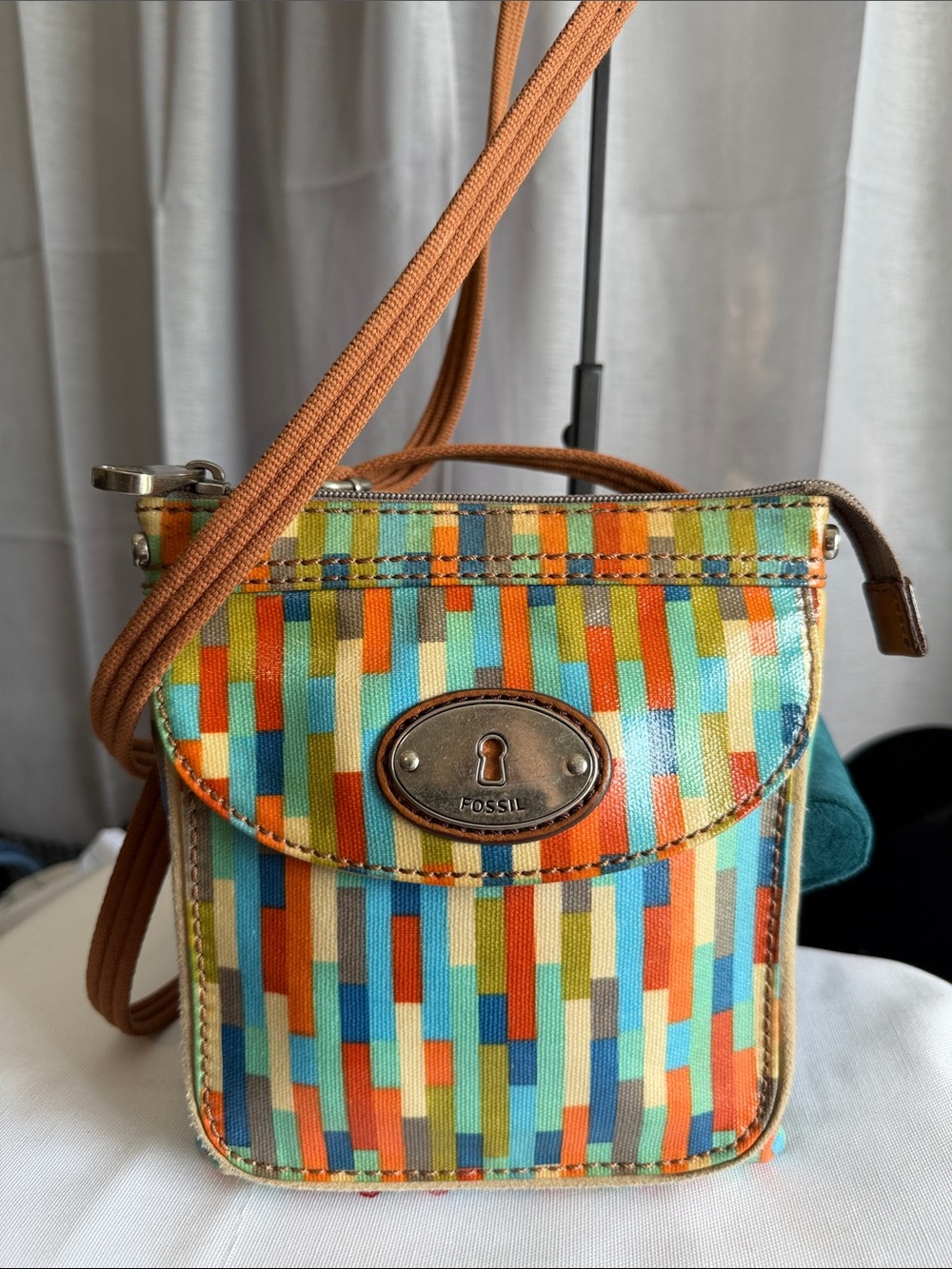 Fossil Multicolor Stripe Mosaic Crossbody Bag
